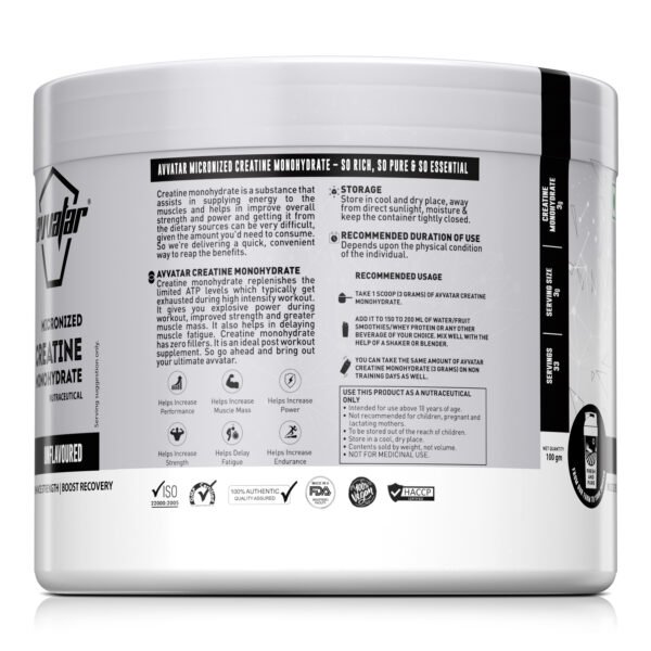 Avvatar Creatine Monohydrate | 100G | Unflavoured